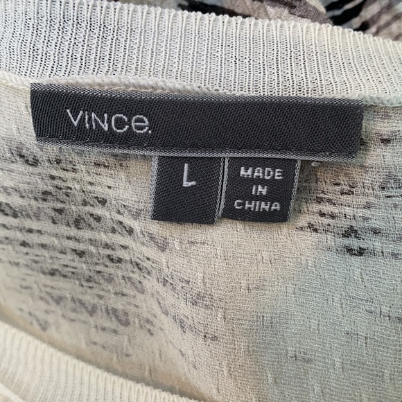 Vince Silk Sleeveless Jacquard Drawstring Dress, White Marble Size Large - Picture 7 of 15